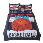 lishjekee Basketball Comforter Set Twin for Boys 6Pieces Basketball Bed in A Bag Sports Theme Bedding Set for Kids Black and White Basketball Comforter and Sheets Set Sports Bed Set Home Decor