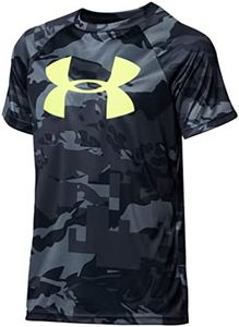 Under Armour Boys' Tech Big Logo Printed Short-Sleeve T-Shirt , Black (002)/White , Youth X-Small