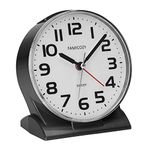 4.5" No Ticking Analog Alarm Clock,Silent Readable for Seniors,Easy to Set,Gradual Rise Alarm,Big Numbers,On/Off Switch on Side,Gentle Wake,Snooze Soft Backlight,Battery Operated,Black