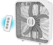 Aspen 20 Inch 3-Speed Box Fan with RF Remote Control, Built-In Handle, and Over 2000 CFM Airflow - High Performance, Light Weight Design, and Cord Storage Designed for Homes, Living Rooms, and more