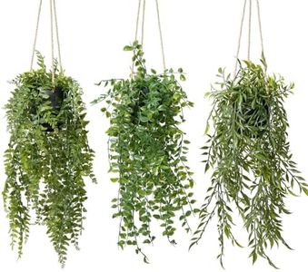YVONNEYI 3 Pièces Plante Artificielle Tombante avec Pots, Plantes Artificielles Interieur pour Decoration Chambre, Fausse Plante Suspendue pour Maison Salle de Bain Bureaux Décoration-033