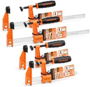 JORGENSEN 4-pack Steel Bar Clamps Set, 6-inch (2) & 12-inch (2) Medium Duty F-Clamp, 600 Lbs Load Limit, for Woodworking