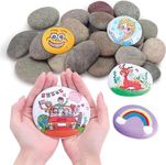 Lechloris 24pcs River Rocks for Painting- 2-4 in Extra Large Hand Picked Rock-Thick-Flat-Smooth Painting Rocks- Perfect for DIY, Kids Crafts, Kindness Stone, Garden & Home Decor, Holiday Easter Gift