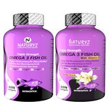 Naturyz Triple Strength Omega 3 Fish Oil & Vanilla Flavoured Triple Strength 2500mg Fish Oil with Vitamin D3 2500mg with Highest Strength Omega 3-6-9 Per Serving (EPA 1200mg DHA 800mg)