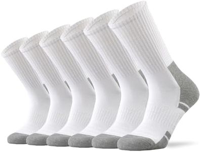 Ortis Cotton Moisture Wicking Breathable Work Boot Cushion Crew Socks for Men 10 Pack(WhiteGrey XL), 13 - 15