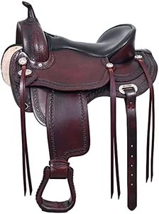 HILASON Chocolate Brown 15 in Western Horse Saddle American Leather Flex Tree Trail & Pleasure Chocolate Brown| American Saddle Horse