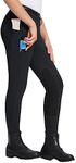 BALEAF Girls Riding Pants Kids Equestrian Breeches Knee-Patch Zip Pocket Horseback Tights Black L