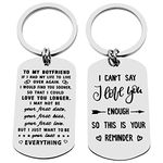 To My Boyfriend Keychains From Girlfriend Gifts for Boyfriend Keyring Couple Jewelry Anniversary Birthday Valentine's Day Gifts,Double-Sided Engraved