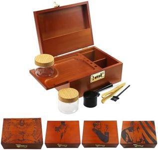 VZONE Large Bamboo Box Combination Lock - Lockable Home Decorative Box, Wooden Storage Box with Upgrade Tray Glass Jars Accessory Tool