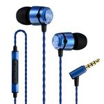 Soundmagic E50C Wired Earbuds with Microphone in Ear Monitor HiFi Earphones Good Noise Isolating Headphones Comfortable Fit Blue