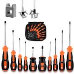 10pcs Screwdriver Set- Heavy Duty Chrome Vanadium Steel Made, Magnetic Screwdriver with 5 Flat & 5 Cross Head, Durable Screwdriver Hand Tools