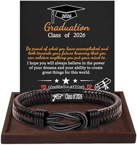 Btysun Graduation Gifts for Men, Graduation Gifts for Him 2025 Leather Bracelets for Men Graduate Gift 2025 High School Teens 5th 8th Grade College Bracelets for Son Grandson Gift Set