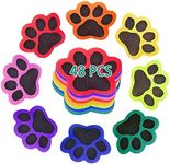 48pcs Carpet Markers Velcro Spot Markers for Classroom Cute Floor Carpet Position Spots for Kids, Sitting Position Dots for Kids, Teachers, Preschool and Kindergarten Paws Shape