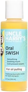 Uncle Harry's Certified Organic Oral Swish for Ayurvedic Oil Pulling | Sesame Oil, Oregano, & Clove | Whitening Mouthwash Treatment for Healthy Teeth & Gums (4 oz)