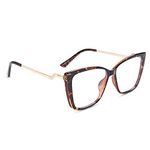 Voyage Demi Brown Cateye Full Rim Eyeglasses for Women (TR5046MG4015 | Demi Brown Frame | Clear Lens)