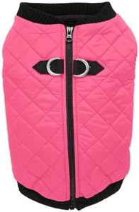 Gooby Fashion Vest Dog Jacket - Pink, X-Large - Warm Zip Up Bomber Vest with Dual D Ring Leash - Winter Water Resistant Small Dog Sweater