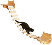 HC Wall Mounted Wooden Cat Tree with Climbing Step Shelves, Cat Perch Activity Centres Pet Play Furniture (Wooden)