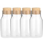 HEFTMAN Glass Carafe Bottles 4 Pack - 500ml Glass Bottles with Cork Lid, Clear Glass Bottle for Hot & Cold Beverages, Reusable Fabric Softener Jars, Laundry Detergent Storage Bottles with Stoppers