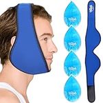 Hilph Face Ice Pack for Jaw Pain, Reusable Jaw Ice Pack Hot Cold Compress Wisdom Teeth Ice Pack for Chin, Facial Surgery, TMJ, Migraine, Face Swelling, Dental Implant - 4 PVC Gel Packs