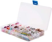 Clear Jewelry Box 6 Pack Plastic Bead Storage Container, Earrings Storage Craft Organizer with Adjustable Dividers, 15 Compartments Each, 6.7" x 0.8"x 4"