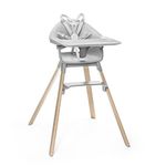 Stokke Clikk High Chair - All-in-One High Chair with Tray + Harness - Light, Durable & Travel Friendly - Ergonomic with Adjustable Features - Best for 6-36 Months or Up to 15kg, Cloud Grey