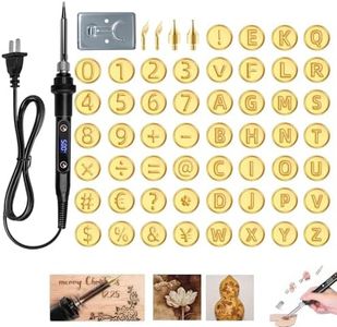 Wood Burning Kit with Letter Stamps, DIY Wood Burning Letters for Gifts, Home Décor, Leather, and Wedding Projects, Adjustable Pyrography Tool with Copper Alphabet Stamps Set (Set B-80W)