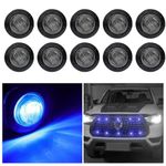 WINUERK 10PCS LED Side Marker Light, Sealed Waterproof Mini Round 3/4 Inch Blue LED Marker Lights Signal Light 12V Universal for Trailer Truck Bus Pickup Van ATV RV Lorry Caravan (Smoker Blue)