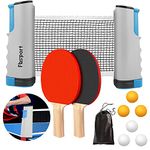 FBSPORT Table Tennis Set, Ping Pong Bats Set with 2 Paddles, 1 Retractable Net, 6 Balls, 1 Carrying Bag, for Trainer Adults Kids Indoor Outdoor (Grey)