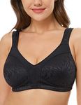 WingsLove Women's Full Coverage Non Padded Wire-Free Minimizer Bra Comfort Plus Size Everyday Bras, Black, 36G