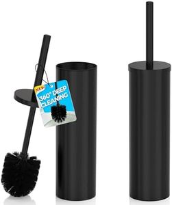 DOWRY Toilet Brush and Holder for Bathroom Storage Organization Deep Cleaning Covered Brush Cleaner Black Toilet Brush with 2 Brush Holders,Black Round 2PCS