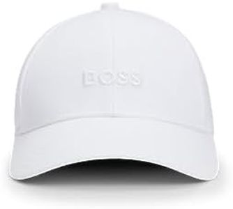 BOSS Men's Center Logo Cotton Twill Cap, Blank White, One Size