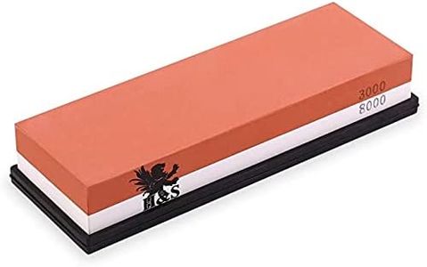 H&S Knife Sharpening Stone With Non-Slip Rubber Holder Base - Dual-Sided 3000/8000 Grit Whetstone Sharpener For Knife Sharpening - Professional Knives Sharpening Stone Kit - Knife Sharpener Tool