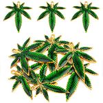 Aylifu 6pcs Enamel Green Leaves Charms Alloy Maple Leaf Pendants Medical Pot Cannabis Leaves Dangle Pendants for DIY Necklace Earrings Jewelry Making Supplies