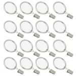 16 Pack Curtain Rings with Clips, Window Clip Rings Curtain Hooks Hangers Clip Rings for Hanging Drapery Drapes Bows, 1.5 Inch Diameter, Matte Silver