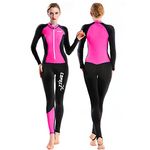 COPOZZ Diving Skin, Men Women Youth Thin Wetsuit Rash Guard- Full Body UV Protection - for Diving Snorkeling Surfing Spearfishing Sport Skin (Black/Hot Pink, Medium for Women)