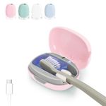 ELMWAY UV Sanitizer Toothbrush Case, Rechargeable Toothbrush Cover Sterilizing for Home and Travel, Portable Mini Toothbrush Sterilizer Holder Fits Electric and Manual (Pink)