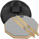 AAGUT Practice Pad for Drumming 12 Inch with Sticks, Double Sided Silent Marching Band Snare Drum Pad with 4 Hickory Classic Sticks &Storage Bag(Grey)