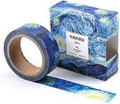 Colorful Van Gogh's Color Washi Tape, Doraking Van Gogh's Works Decorative Washi Tape for Scrapbooks, Planners, Gift Wrapping(The Starry Night, 1Roll/Box)