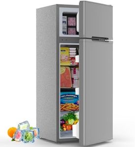 4.5 Cu.Ft Mini Fridge with Freezer, 2 Door Compact Refrigerator, Small Fridge with Adjustable Thermostat Energy Ultra Quiet, Mini Fridge Removable Glass Shelves for Bedroom Office Dorm Grey