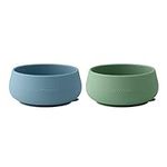 NumNum Suction Bowls | Extra Strong Suction | Non-Slip Design | Durable 100% Food Grade Silicone BPA-Free | for Babies & Toddlers 4 months+, 2 Baby Bowls (Blue/Glacier Green)