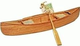 Hand-Crafted Wooden Canoe with Cane