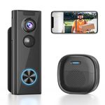 Wireless Video Doorbell Camera with Chime 2k HD Smart Door Bell Camera with Multi-angle Bracket No Subscription Voice Changer 2-Way Audio Battery Powered Cloud Storage Works with Alexa and Google Home