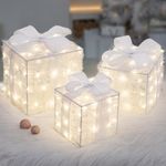 Quntis Christmas Lighted Gift Boxes, Set of 3 Christmas Decoration Present Boxes with 140 LED Lights, 8 Flash Modes Christmas Decor Plug in,Xmas Boxes for Christmas Tree Indoor Outdoor Home Front Door