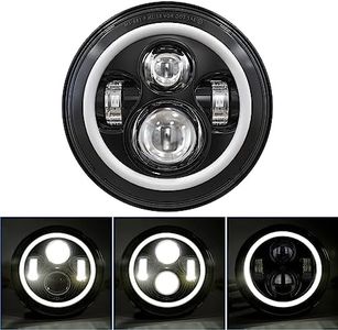 BICYACO DOT 7 Inch Halo LED Headlight 7" Headlamp with White Halo for Electra Glide Street Glide Fat Boy Road King Heritage Softail Switchback Black