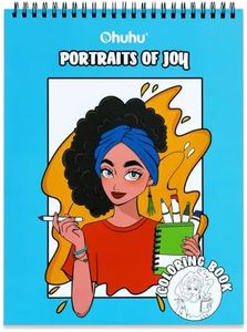 Ohuhu Double Sided Adult Colouring Book Bleedproof - Portraits of Joy - 20 Sheets/40 Pages Spiral Bound Page Double Sided Design Coloring Book -Perfect Stress-Relieving Gift Coloring Book