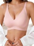 Curlady Bra Push Up Bras Womens Jelly Bra for Women Seamless Soft Support Wireless Padded T Shirt Ladies Bralettes with Bar Extender Pink