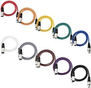 10 Pack of 3ft XLR Cable, ABuff Profession Balanced 3 Pin XLR Male to Female XLR Patch Cable Great for Microphone, Audio, Guitar, Speaker