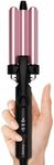 FARERY Mini Hair Crimper Hair Waver 3 Temperature Adjustable, 3 Barrel Curling Iron for Short Hair, Hair Crimper for Women Beach Waves, Crimper Hair Tool 1/2 Inch Travel Size, Dual Voltage, Pouch Bag