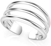 Metal Factory Sterling Silver 3 Row Adjustable Toe Band Ring