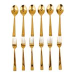 Exclusivish Cutlery Set for Dining Table (Set of 12, Stainless Steel PVD Gold Spoons - 6 & Forks - 6), Kitchen Utensils, 100% Food Grade, Non-Toxic, Anti-Rust, Dishwasher Safe, Ideal Gifting Set